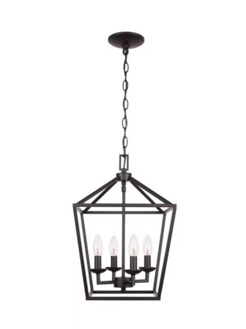 Black Metal Lantern Chandelier - 4-Light Pendant